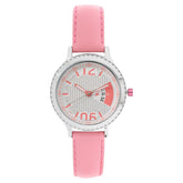 Fastrack, Women's  Watch Analog, White Dial Pink Leather Band, 6168SL01